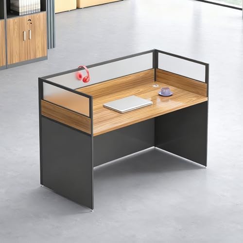 1-person Office Cubicle Desk Workstation w/Mute Privacy Panels, Walnut by Nykto