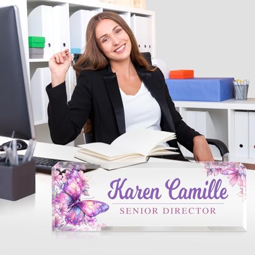 Custom Office Name Plate for Desk - Name Plate Personalized Gifts for Coworkers, Boss, Teacher, Social Worker - Acrylic Office Desk Decor for Women Men - Employee Appreciation Gifts (purple) - Image 5