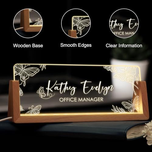 Custom Name Plate for Desk, Personalized Light Up Acrylic Desk Name Plate, Personalized Office Gifts for Boss Coworkers Teacher, Employee Appreciation GIfts, Office Decor for Women Men - Image 4