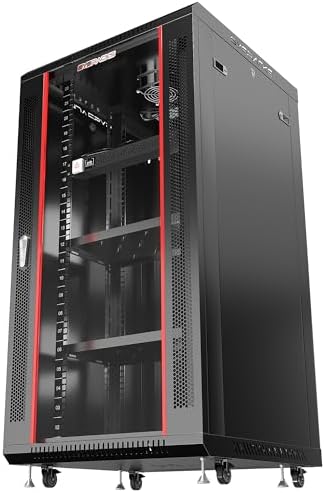 Sysracks 22U Wall Rack Mount Server 19" Deep Network Cabinet, Server Rack with Fan, Removable Side Panels, Locking Glass Door 24" Computer Cabinet Enclosure Network Rack Case 22.600 - Image 4