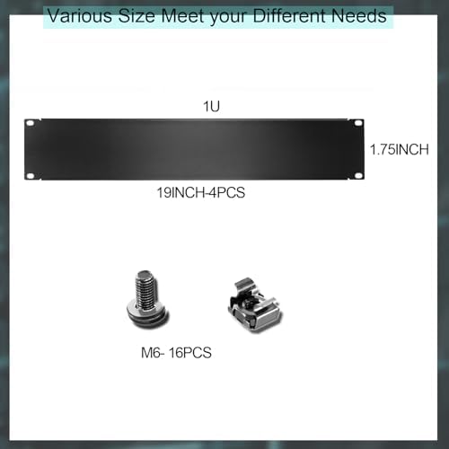 1U Blank Panel, 19 Inch Rack Mount Cable Management Panel Spacer W/Brush for Server Network Rack Enclosure Cabinet (4pcs) - Image 2