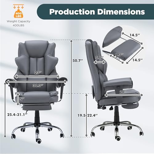 HOMREST Grey Ergonomic Office Chair - Image 3