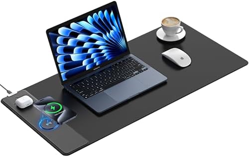 TopMade Wireless Charging Mouse Pad, 31.5"x15.75" XXL Extra Large Gaming Mousepads Waterproof Desk Pad with Ultra-Smooth Surface, Non-Slip Base, Classic Black Computer Desk Mat for MacBook, PC, Laptop by TopmadeProduct-Ordernow