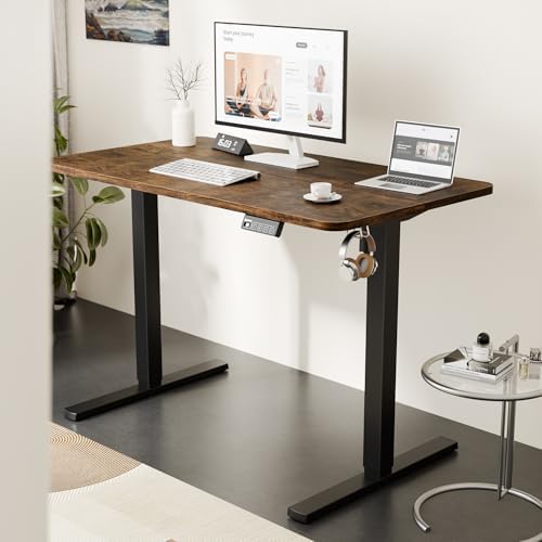 ERGOMAKER 43" Electric Standing Desk, Adjustable Height, Sit Stand Up Desk for Home Office & Computer Workstations, Memory Controller, Rustic Brown - Image 2