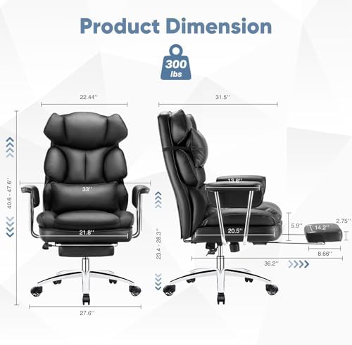 DUMOS Ergonomic Home Office Desk Chair, Executive Chair, PU Leather - Image 2