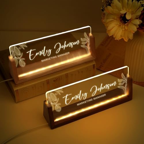 Custom Name Plate for Desk, Personalized Light Up Acrylic Desk Name Plate, Personalized Office Gifts for Boss Coworkers Teacher, Employee Appreciation GIfts, Office Decor for Women Men - Image 5