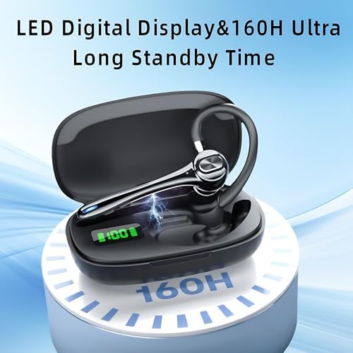 Bluetooth Headset Wireless Earpiece Single Ear Earphones for iOS Android - Image 2
