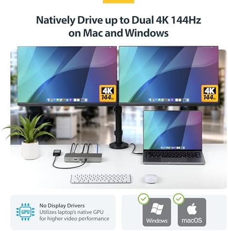 StarTech Driverless USB4 Dock, Dual 4K 144Hz for Mac and Windows, 100W - Image 4