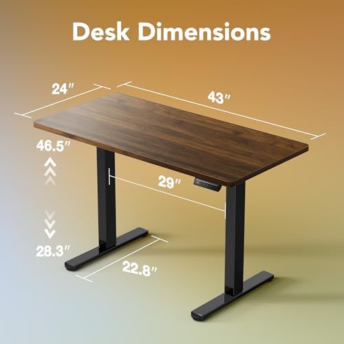 HUANUO 43x24 Inch Electric Standing Desk, Height Adjustable, Black Walnut - Image 3