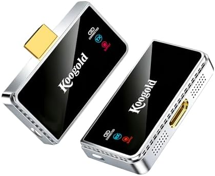 Wireless HDMI Transmitter and Receiver, LED Display, 4K Decode 1080P@60Hz Ultra HD Video Output, Plug&Play 5G+2.4G for Video and Audio to Monitor from PC/Projector by Koogold