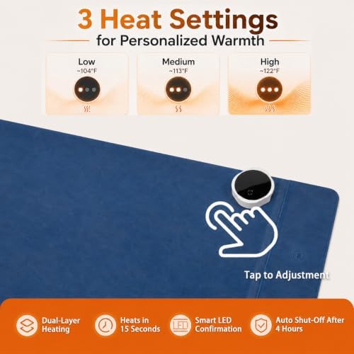 Heated Desk Pad Mouse Mat - Keyword Hand Warmer for Office Desktop, Blue - Image 3