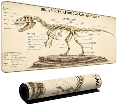 Dinosaur Fossils Extended Gaming Mouse Pad 35.4"x15.7" Large Extended Pad Desk Mat Anti-Slip Rubber Base & Durable Stitched Edges for Gamers Smooth Mouse Pad Writing Surface for Desk Office/Home by LEIWEIHOPE