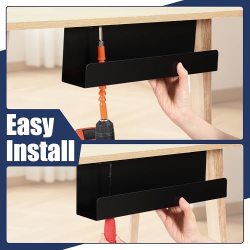 2 Pack Under Desk Cable Management Tray,Hold 11 lbs, 16 x 5 x 3 Inch, Black - Image 6