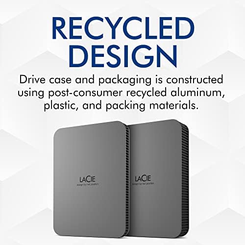 LaCie Mobile Drive Secure 4TB External Hard Drive Portable HDD - Space Grey, USB-C 3.2, for PC and Mac, Post-Consumer Recycled, with Adobe All Apps Plan and Rescue Services (STLR4000400) - Image 6