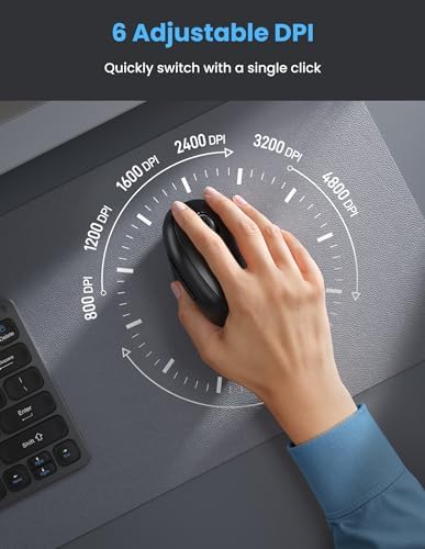 TECKNET Ergonomic Mouse, Bluetooth 5.0/3.0 & USB A, Wireless Vertical Mouse - Image 5
