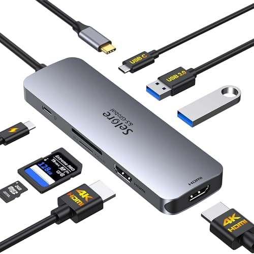 Selore USB C Docking Station Dual Monitor, USB C to Dual HDMI Adapter by SeloreS-Global
