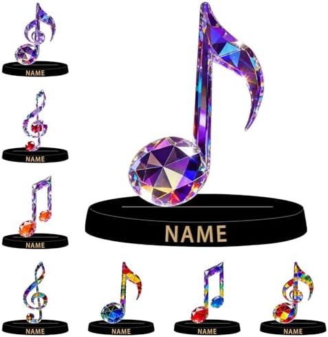 Personalized Acrylic Music Note Decoration - Crystal Style Colorful Figurine with Custom Name Plate Music Desktop Ornament Gifts for Musicians Music Teachers Music Lovers Collectors by Unknown