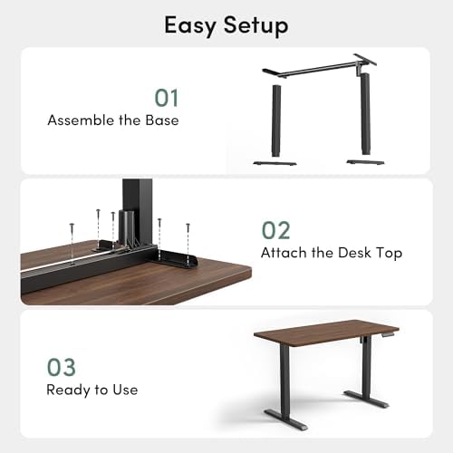 CubiCubi 55 x 28 One-Piece Electric Adjustable Standing Desk, Black Walnut - Image 7