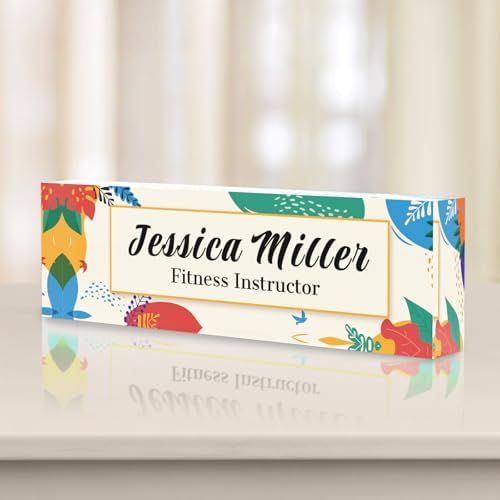 Personalized Acrylic Office Desk Name Plate with Name And Title Printing by nyareka