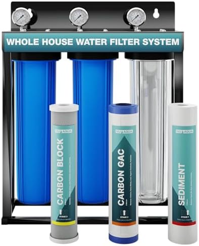 NU Aqua 3-Stage Main Line Whole House Water Filter System - 20" x 4.5" by NUAqua