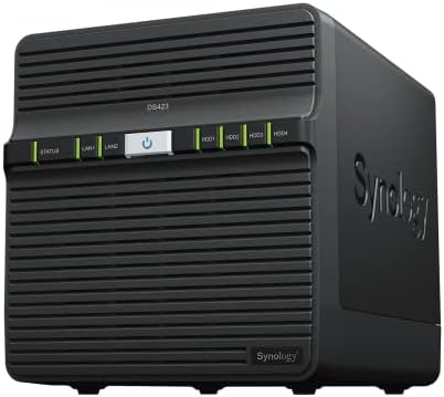 Synology DS423 Family & Business Backup - Secure File Sharing, Photo Vault & Video Surveillance (4-Bay Diskless NAS) by Synology