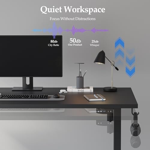 Klicelor 40 Inch Electric Standing Desk, Height Adjustable Office Desk, Sit Stand Up Computer Desk with Memory Preset, Two-Piece Desktop, Black - Image 5