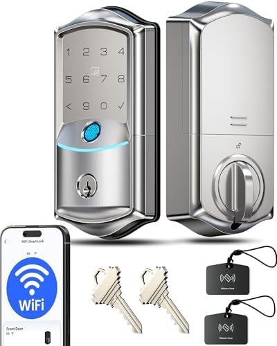 Veise VE027 WiFi Smart Lock Fingerprint Keyless Entry Deadbolt Satin Nickel by Veise