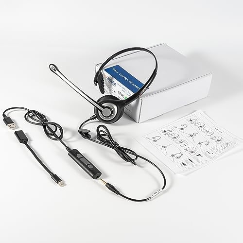 Wantek 3-in-1 USB/3.5mm/Type-C Headset with Noise Canceling Mic, Mono Computer Headphones with in-Line Controls for PC, Laptop, Office - Image 6