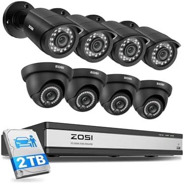ZOSI 16CH Home Security Camera System, 8pcs 1080p Outdoor Cameras, 2TB HDD by ZOSI