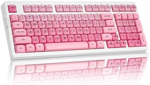 ZORNHER ZH980 Foundation Mechanical Keyboard,95% Pink& White Creamy Keyboard with Number Pad,Cute Jelly MOA Profile Keycaps,Creamy Sounding Linear Switches,Hot-Swappable,RGB Backlit by Zornher