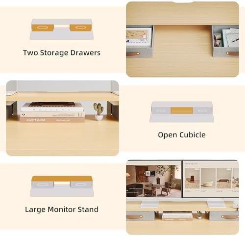 Seang Electric Standing Desk with 2 Drawers, 55 Inch, Natural - Image 3