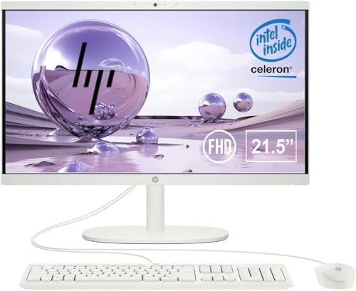 HP 22" FHD All-in-One Desktop Computer | Intel Dual-Core CPU | 16GB DDR4 RAM, 512GB PCIe SSD | WiFi 6, Bluetooth 5.3, RJ45 | Anti-Glare | Intel UHD Graphics | USB-C 5Gbps Port | Wired KB & Mouse by Unknown