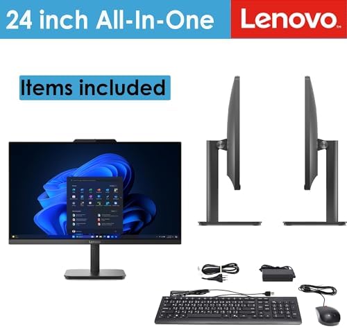 Lenovo V100 23.8 Inch FHD All-in-One Desktop Computer, Intel N100 Processor, 8GB RAM, 512GB SSD, Wi-Fi 6, Bluetooth 5.2, Windows 11 Home - Image 3