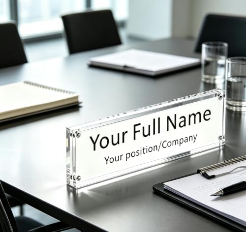 IEEK Acrylic Desk Name Plate, Clear Acrylic Block Nameplate Double Sided Holder, DIY Personalized Name, 2.5x10 Inch (Pack of 3) - Image 6