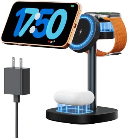 3 in 1 Fast Charging Station, 15W Magnetic Wireless Charger Stand by Unknown