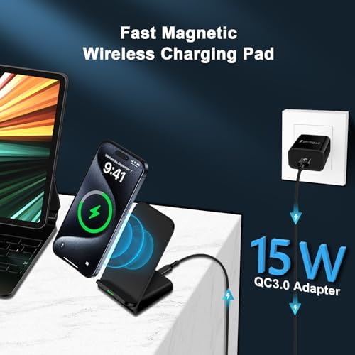 15W Wireless Charger Stand Fast Charging Desk Wireless Charging Station - Image 2