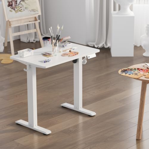 Claiks Electric Small Standing Desk, 32x19 Inch, White - Image 2