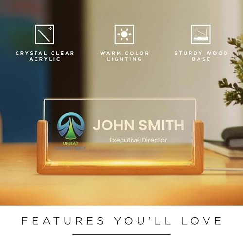 Personalized Light Up Desk Name Plate, Custom LED Acrylic Name Plate for Office, Appreciation Gifts for Boss Coworker Employee Teacher, Office Desk Decor for Women Men - Logo - 3x6", Acrylic, Made in USA by My Sign Center - Image 6