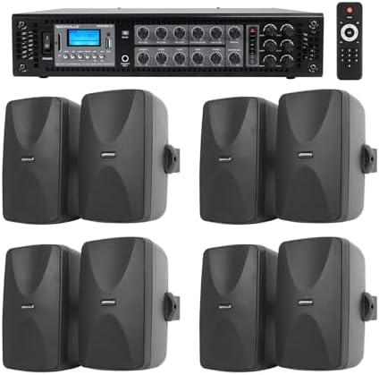 Rockville RCS180-6 70v Restaurant Amplifier with 8 WET-7020B Wall Speakers by Rockville
