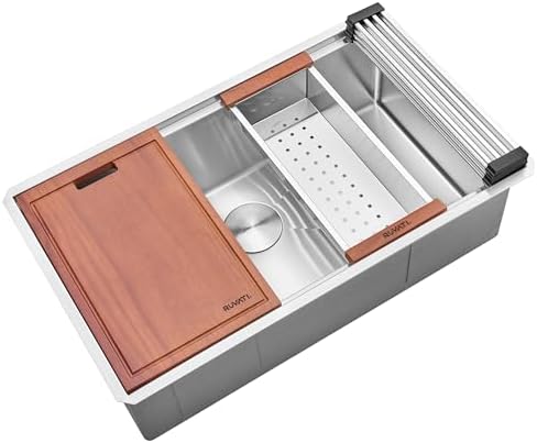 Ruvati 30-in 16-Gauge Round-Corner Undermount Workstation Sink - RVH8320 by Unknown
