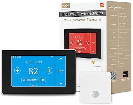 MoesGo Programmable WiFi Smart Thermostat for Home, No C-Wire Required by C-Wire Adapter, with Zone Remote Sensor, Remote Control Tuya/Smart Life, Compatible with Alexa and Google Assistant, 24VAC by MoesGo