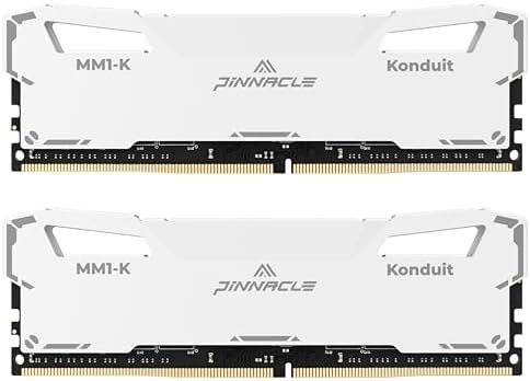 Timetec Pinnacle Konduit 32GB KIT(2x16GB) DDR4 3200MHz PC4-25600 CL16-18-18-38 XMP2.0 Overclocking 1.35V Dual Rank Compatible for AMD and Intel Desktop Gaming PC Memory Module - White by Timetec