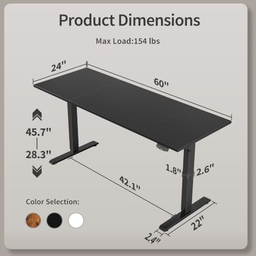 Agilestic 60 * 24 Inch Height Adjustable Electric Standing Desk, Black - Image 3