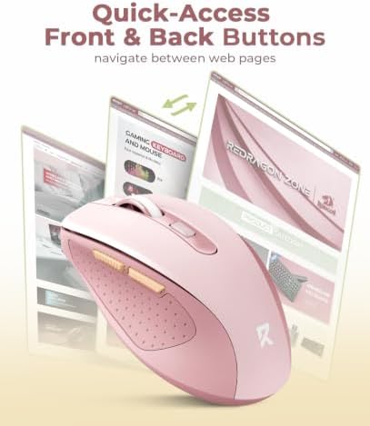 Redragon Wireless Mouse for Laptop, Bluetooth Mouse (BT5.0/3.0&2.4G) with 5 Level 4000DPI, Silent Cordless Computer Mice 6 Buttons,18 Months Battery,Compatible with PC, Laptop, Desktop-Pink - Image 5
