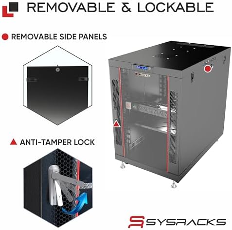 Home Lab Server Rack Cabinet 19" 12U – Premium Series 35" Deep Network Rack Enclosure with Glass Door, Quiet Cooling Fans & Thermostat, PDU, Shelf, Lockable Cabinet for NAS & Home Network - Image 5