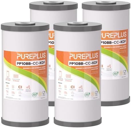 PUREPLUS 10" x 4.5" Whole House Heavy Metal Reduction Water Filter,4 PACK by PUREPLUS