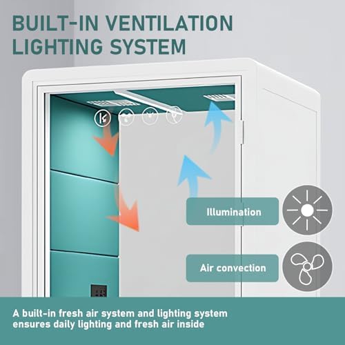 Office Sound Booth with Audio Privacy - Soundproof Proof Booth Includes Superimposed Interior Design,Sound Room Include Socket,Fans,Light&Small Table for Study (Blue, 42IN) - Image 5