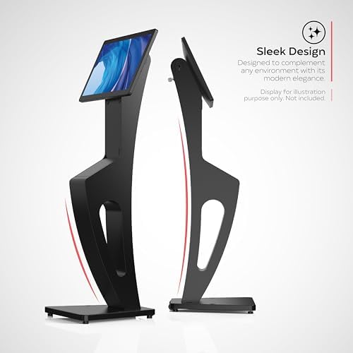 CTA Sleek Floor Stand Kiosk for Monitors – Floor Stand with Printer Slot 15" to 32" up to 60lbs - for Check-in & POS Stations & More - Black (ADD-LDSLEEK) - Image 2