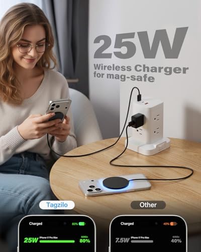 2Pack Magnetic Wireless Charger 25W Fast Charger for iPhone 17/16/15/14/13/12 Series & AirPods, Portable Wireless Charging Pad for Travel Home Office Desk, 6.6FT-Black with Plugs - Image 3
