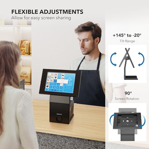Mount-It! iPad Kiosk Stand with Printer Shelf, Locking Anti-Theft, Black - Image 3